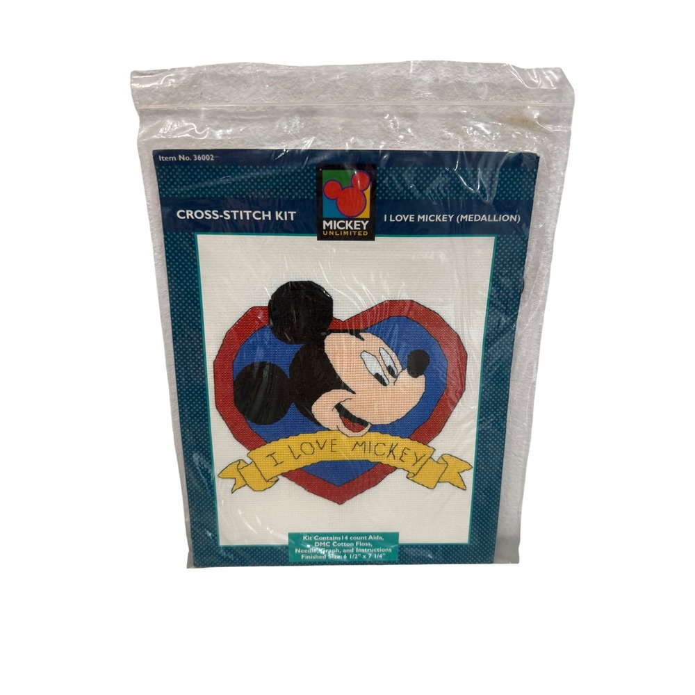 Disney Mickey Unlimited I Love Mickey Cross Stitch Kit Medallion 36002 DMC Floss